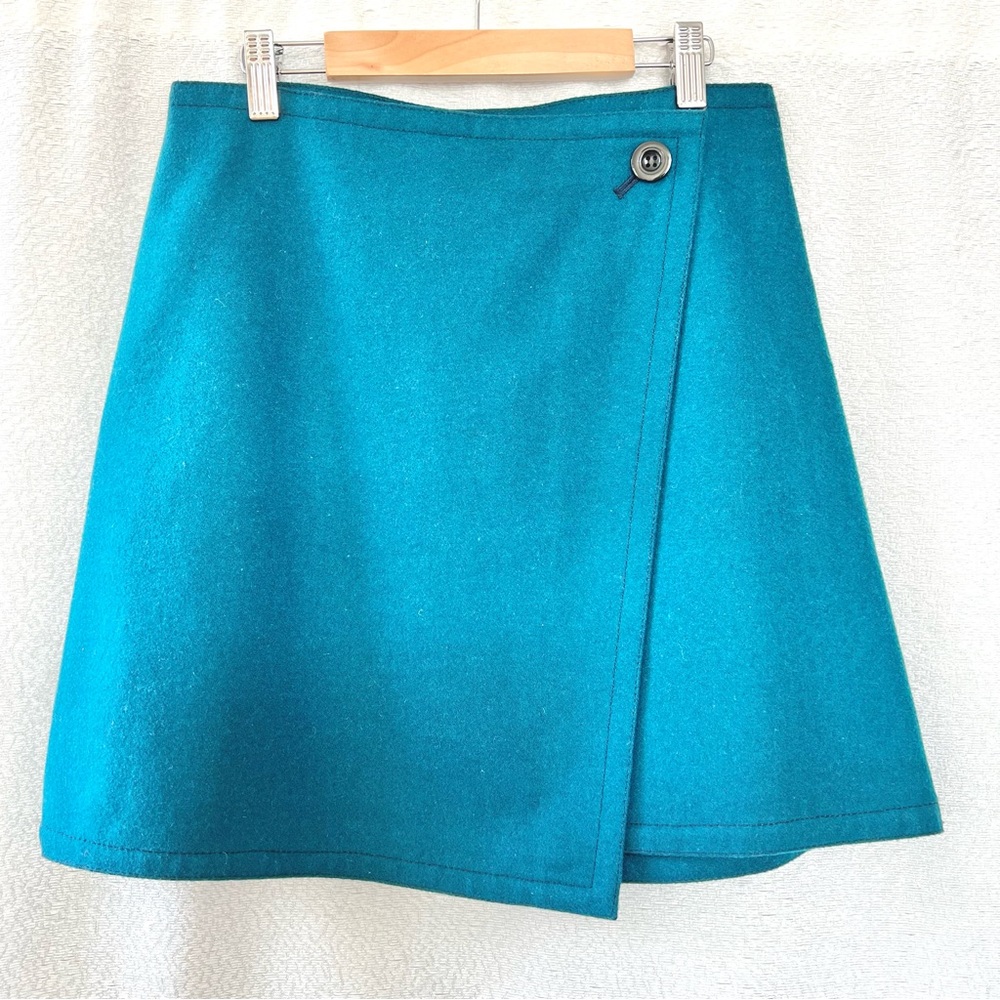 LOFT A-Symmetrical Skirt -Teal Color. Back zipper